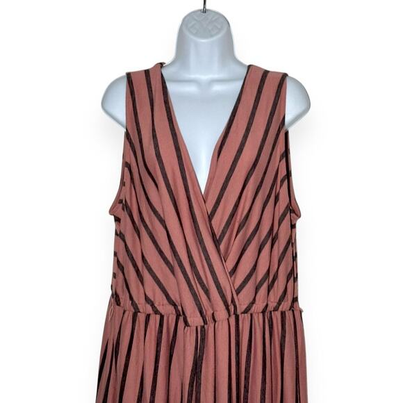 TORRID Textured Knit Wide Leg Jumpsuit Culotte Palazzo Tie Waist Striped Pink 3X - Picture 5 of 13